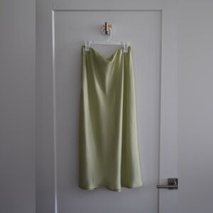 Frank & Oak Satin Midi Skirt in Lichen